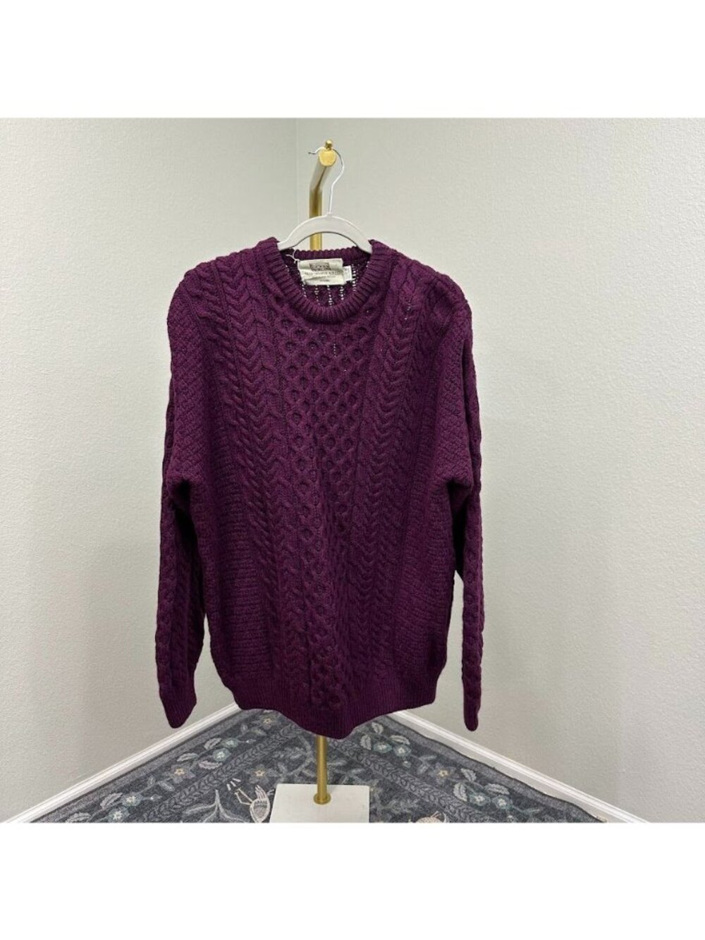 Aran Sweater Market 100% Merino Wool Irish Knit Sweater Mens SEE MEASUREMENTS